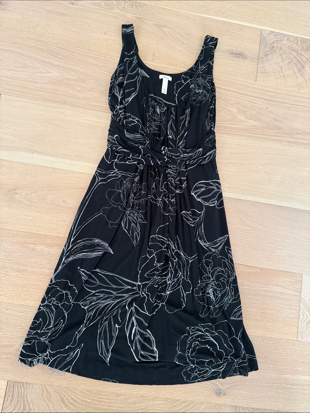 Soma Black and White Floral Waisted Sleeveless Women’s Midi Dress size xs